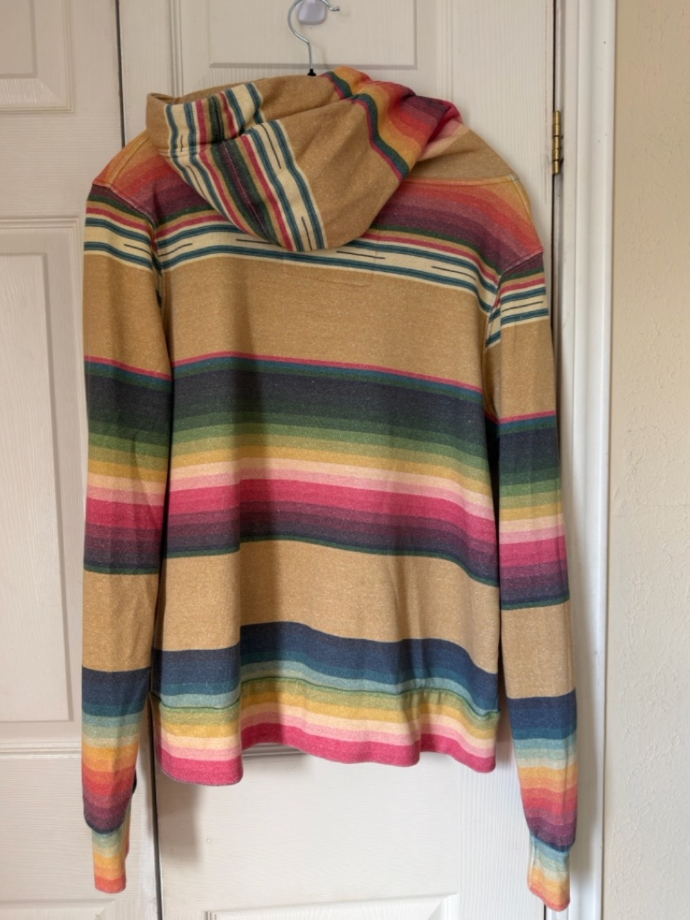 Aviator Nation Multicolor Striped Hoodie in Tan, Blue, Pink, Green, Yellow - Picture 5 of 7